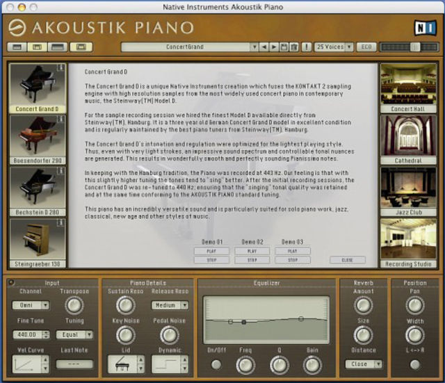 blank Descriptions of the sampled pianos are provided.